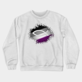 Paint Splatter Asexual Pride Flag Fish Symbol Crewneck Sweatshirt